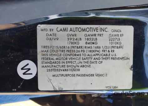 1999 Suzuki Vitara Jx/Jx+ из США, поврежденный, VIN 2S3TD52V4X6107238